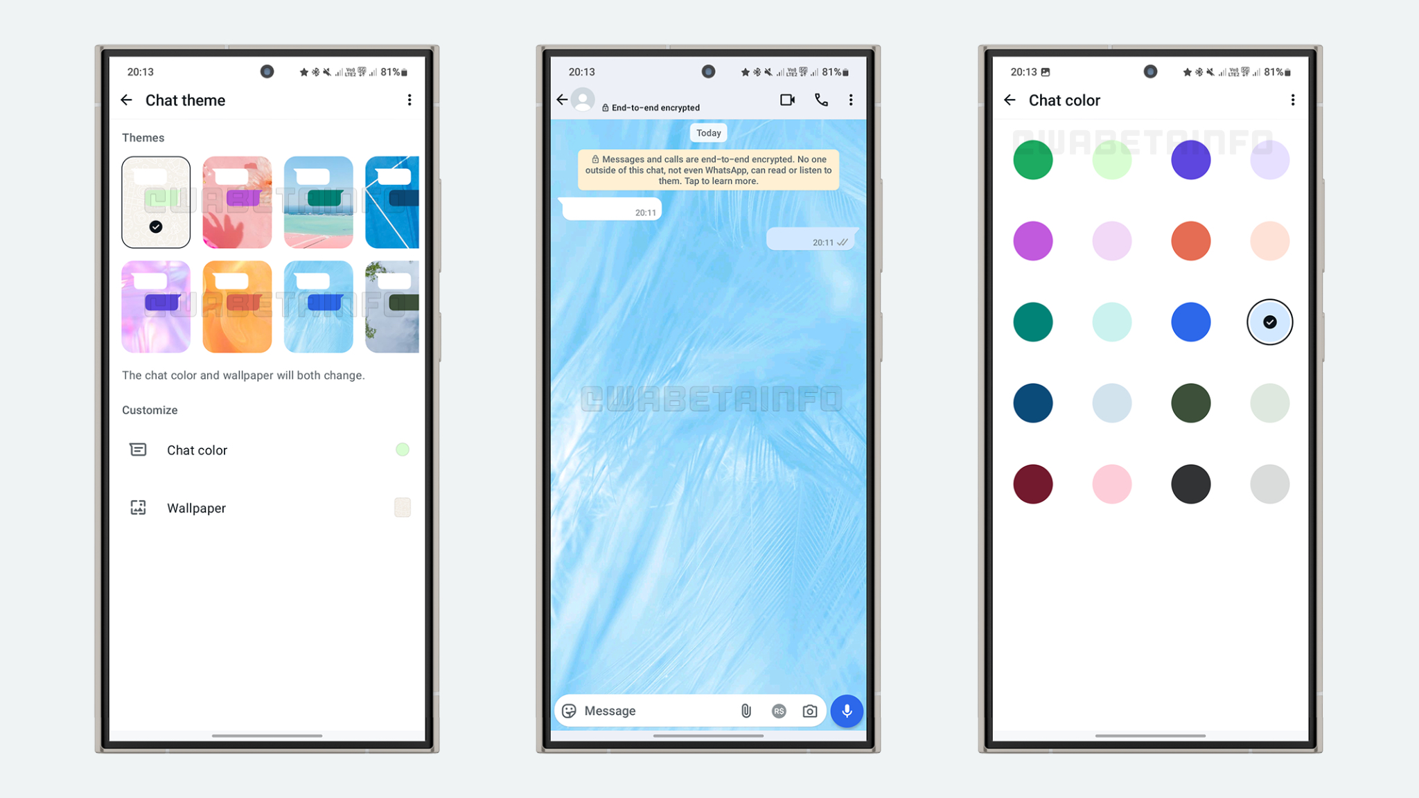 WA CHAT THEMES CHOOSE MESSAGE COLOR FEATURE ANDROID